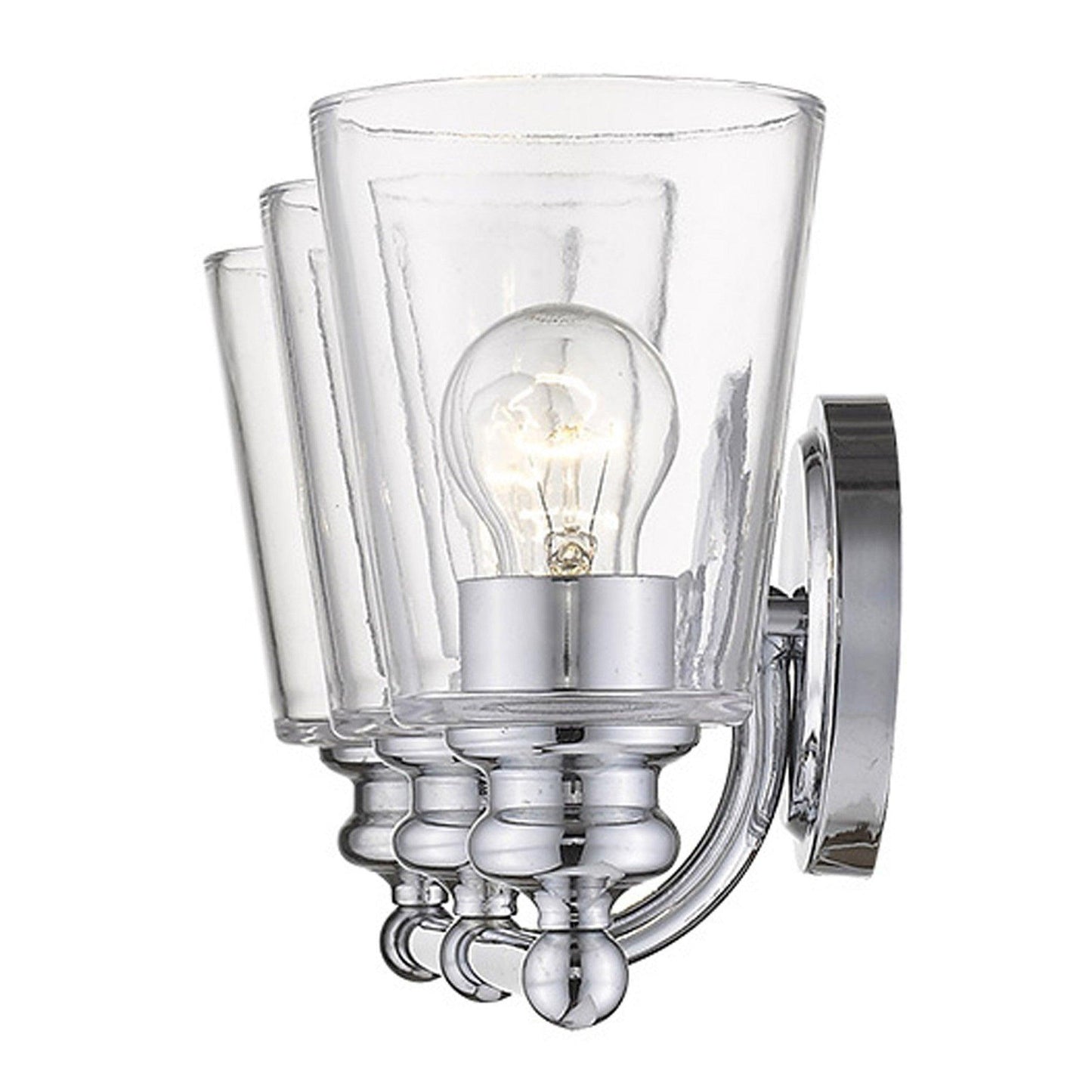 Three Light Silver Glass Shade Wall Sconce - AFS