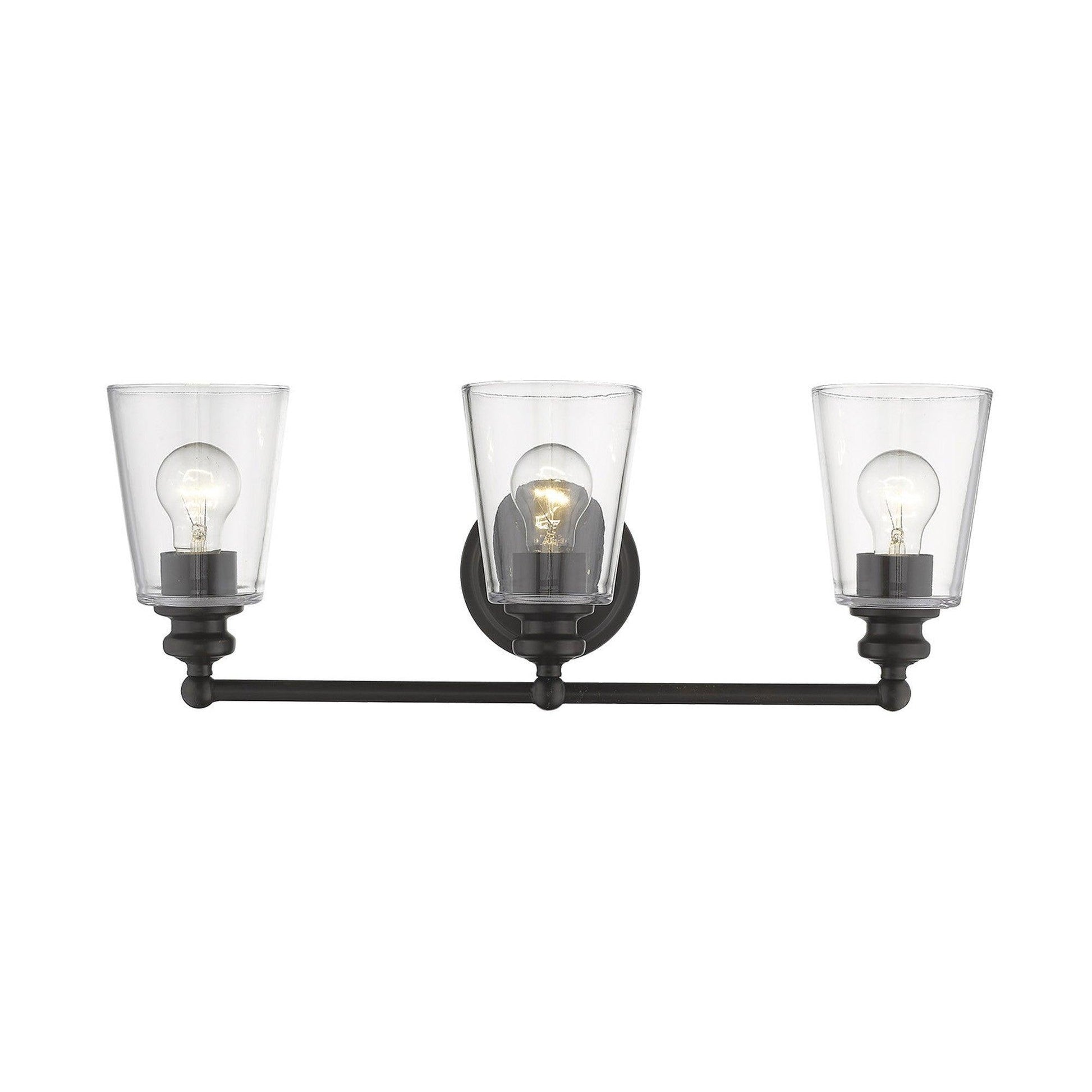 Three Light Antique Bronze Glass Shade Wall Sconce - AFS