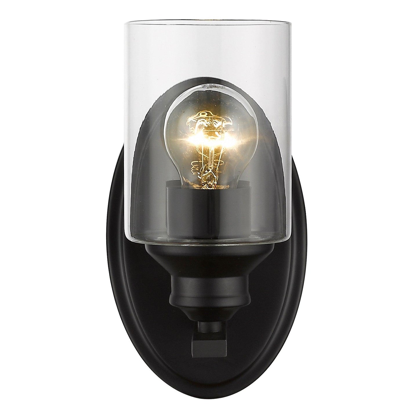 One Light Matte Black Wall Light with Clear Glass Shade - AFS