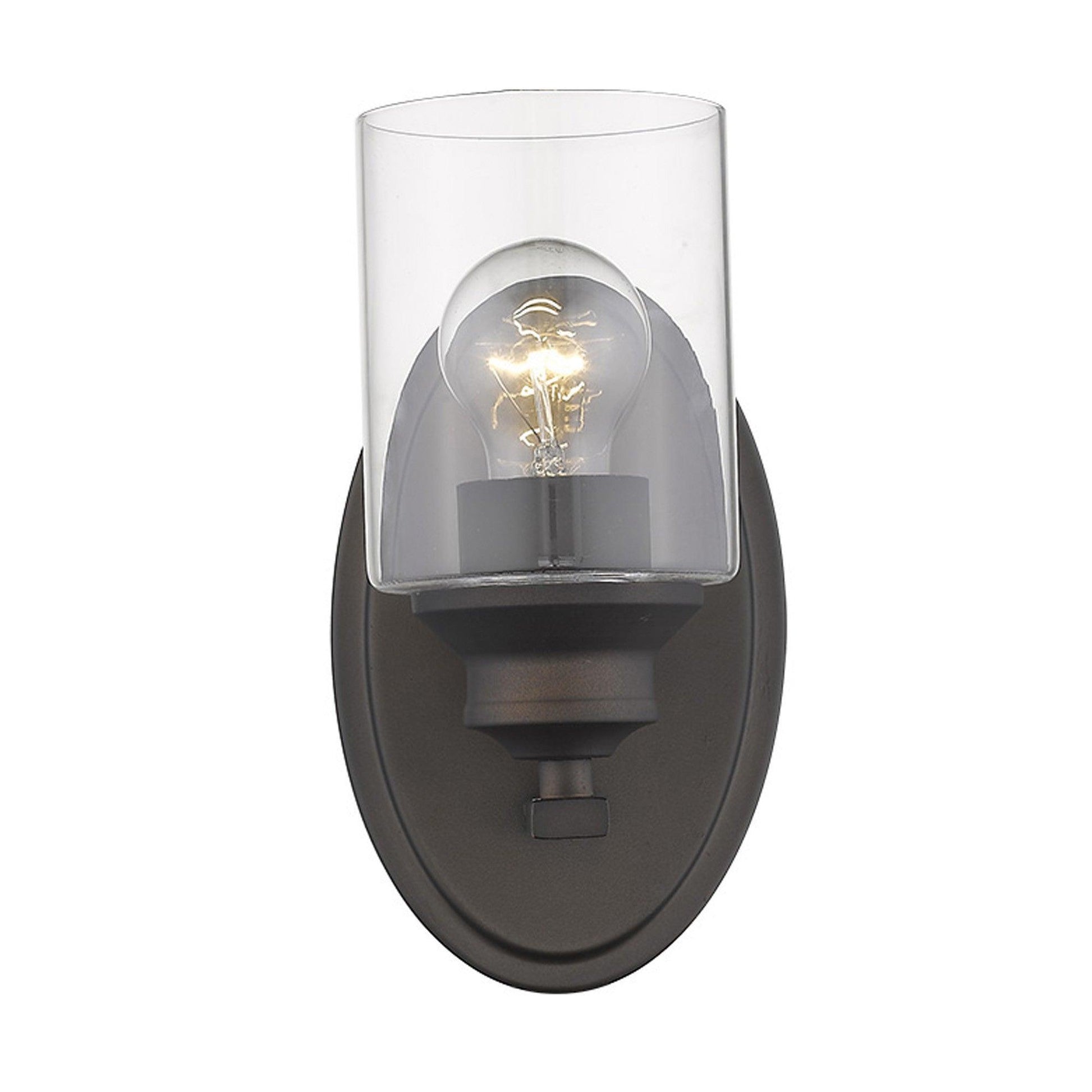 One Light Bronze Wall Light with Clear Glass Shade - AFS