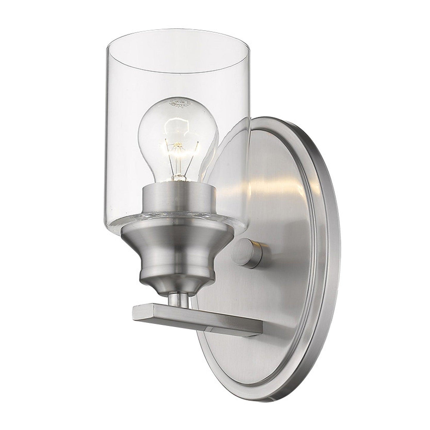 One Light Silver Wall Light with Clear Glass Shade - AFS