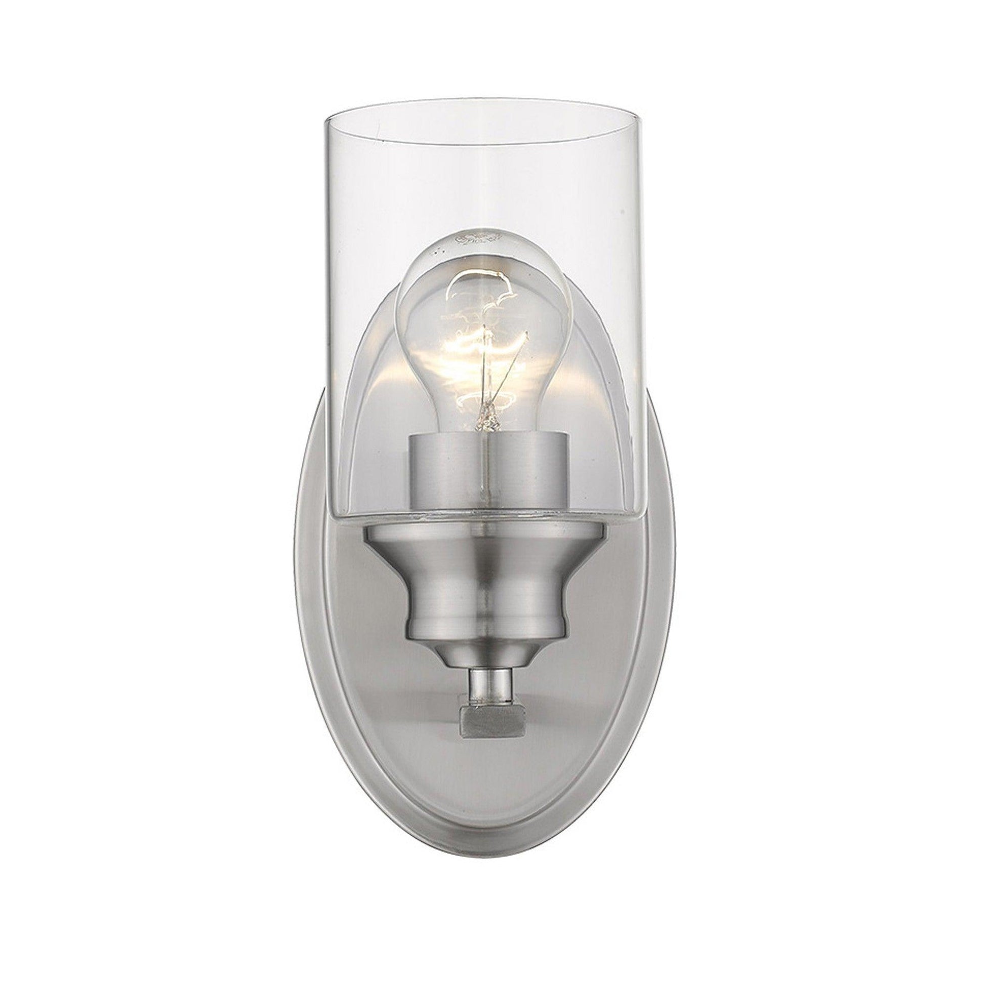 One Light Silver Wall Light with Clear Glass Shade - AFS