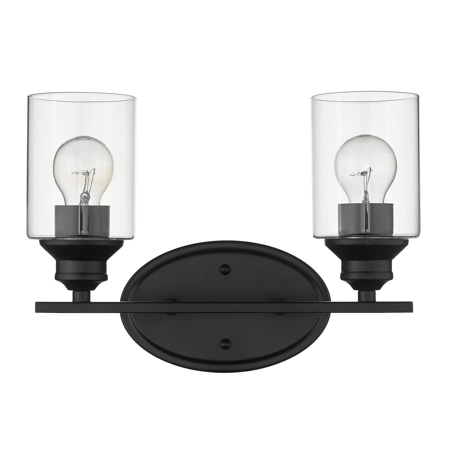 Two Light Matte Black Wall Light with Clear Glass Shade - AFS