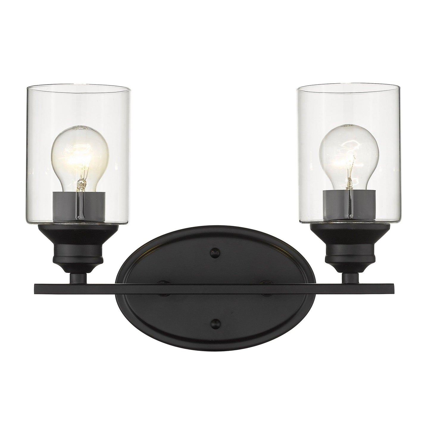 Two Light Matte Black Wall Light with Clear Glass Shade - AFS