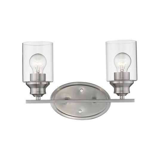 Two Light Silver Wall Light with Clear Glass Shade - AFS