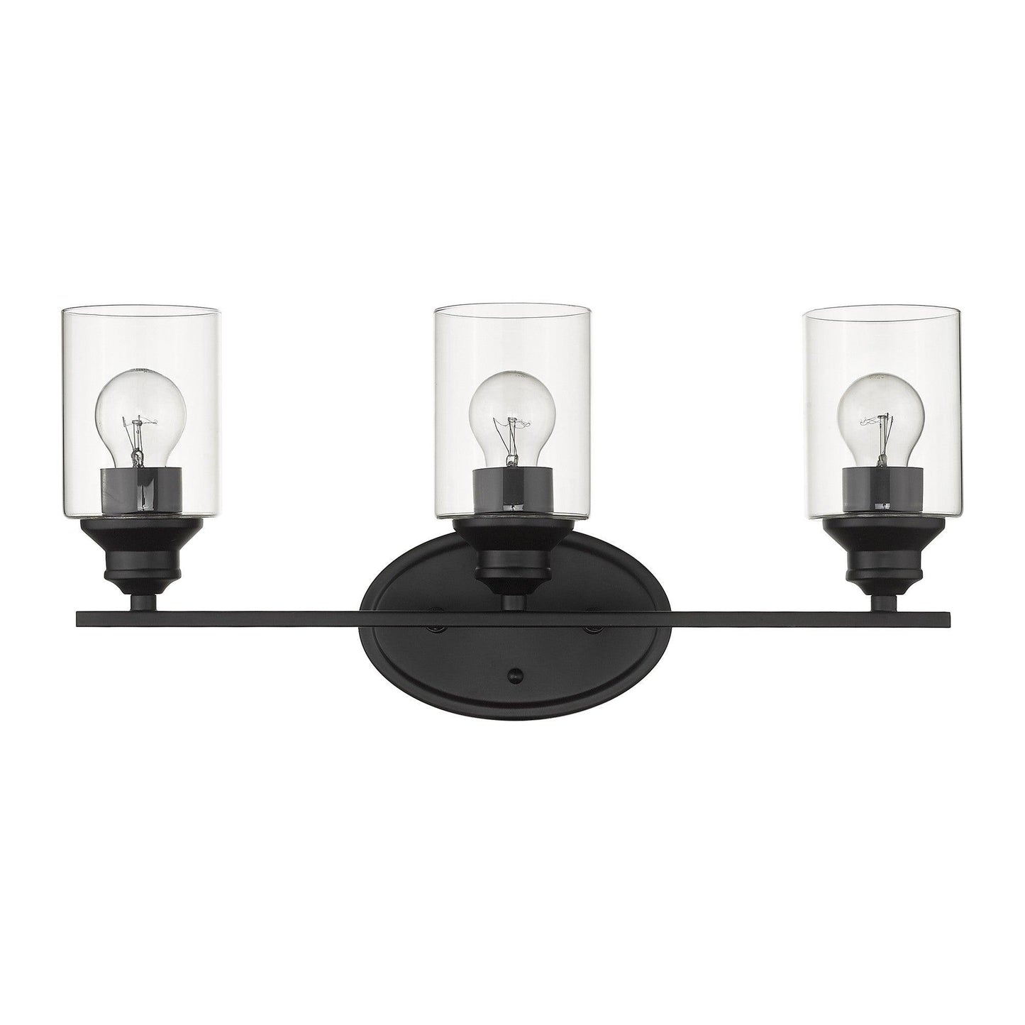 Three Light Matte Black Wall Light with Clear Glass Shade - AFS