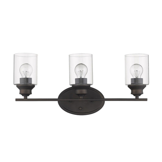 Three Light Bronze Wall Light with Clear Glass Shade - AFS