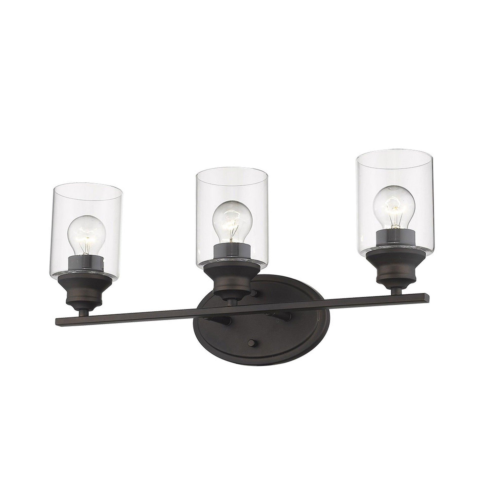 Three Light Bronze Wall Light with Clear Glass Shade - AFS