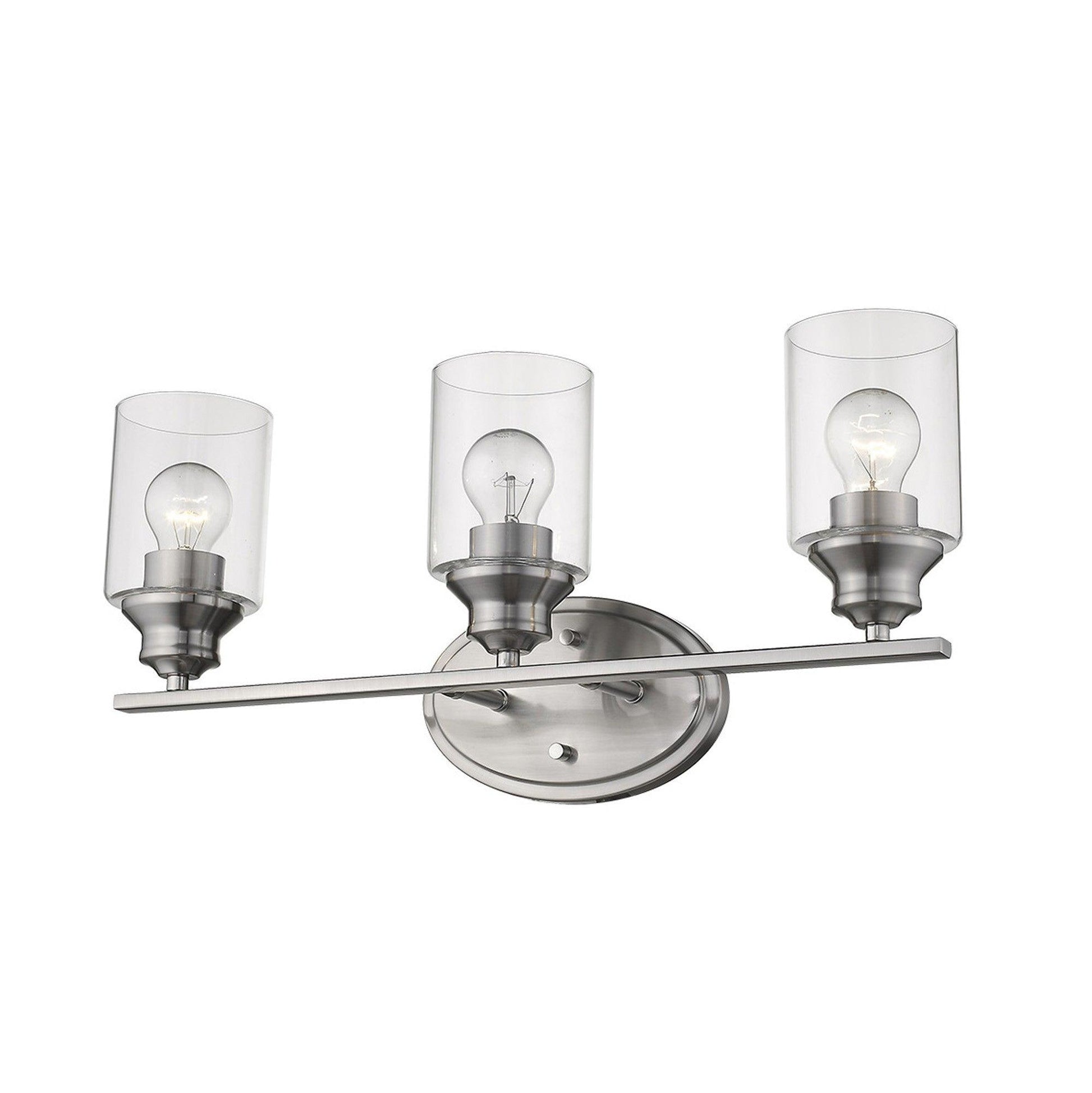 Three Light Silver Wall Light with Clear Glass Shade - AFS