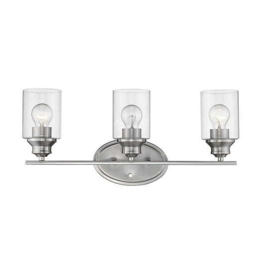 Three Light Silver Wall Light with Clear Glass Shade - AFS