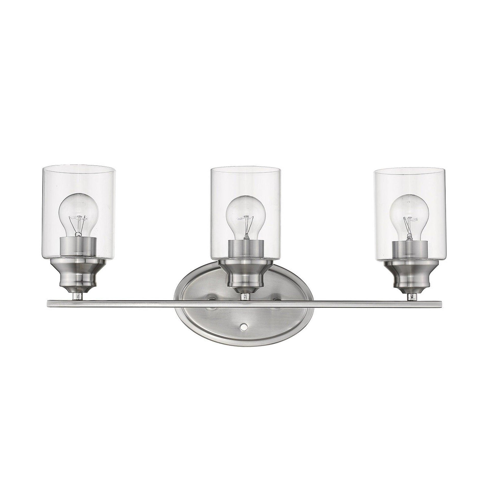 Three Light Silver Wall Light with Clear Glass Shade - AFS