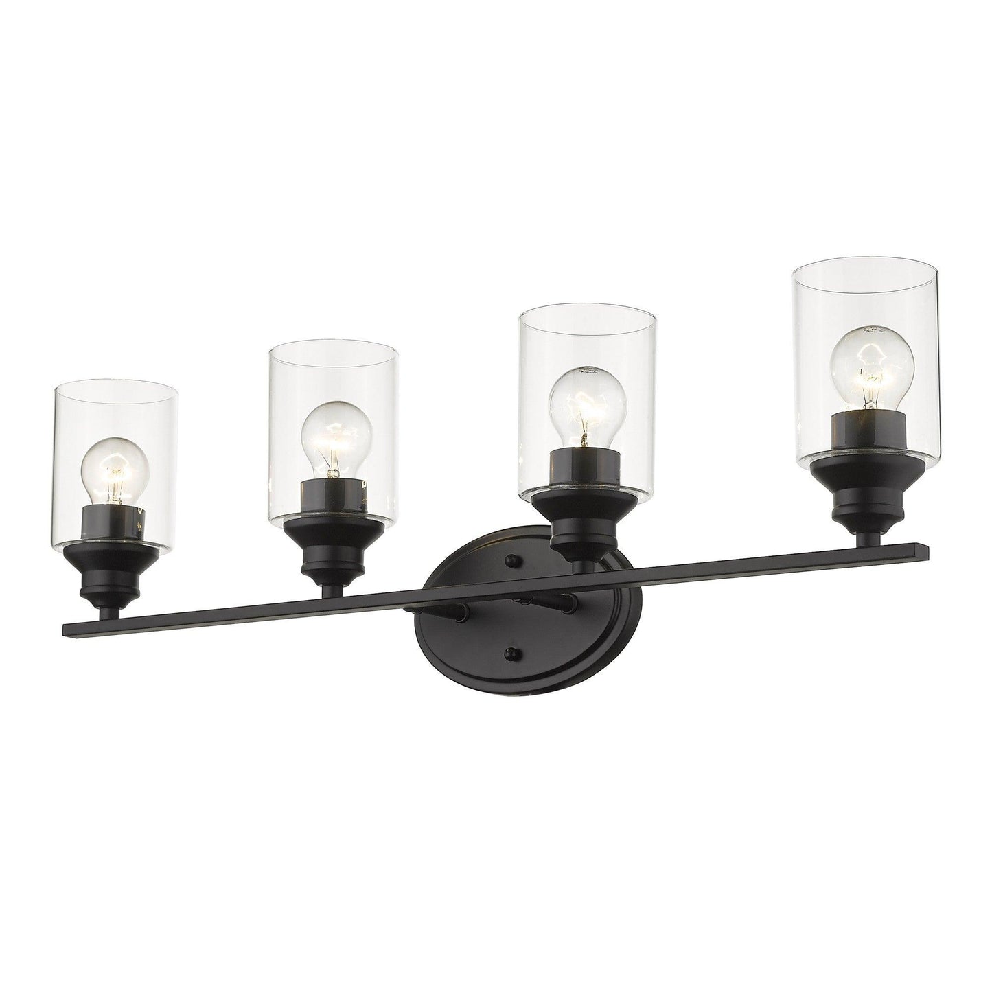 Four Light Matte Black Wall Light with Clear Glass Shade - AFS