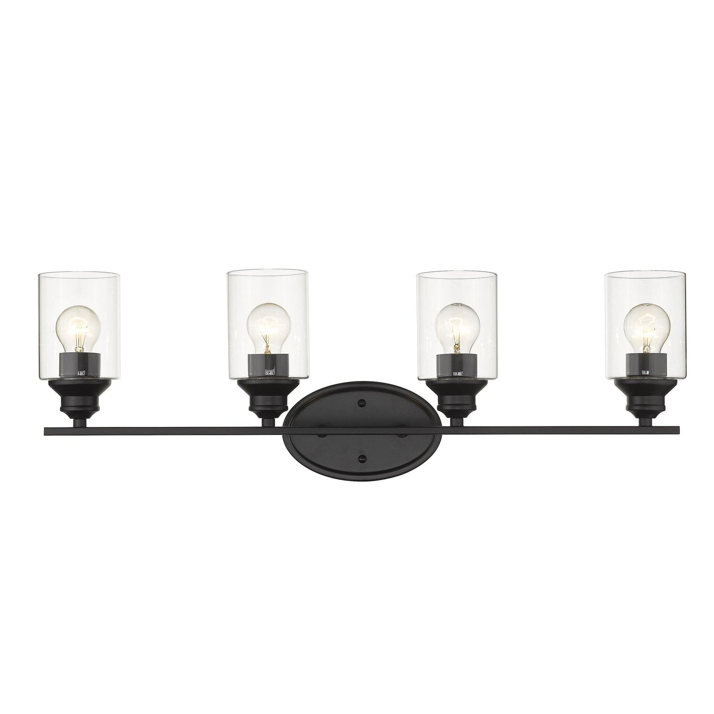 Four Light Matte Black Wall Light with Clear Glass Shade - AFS