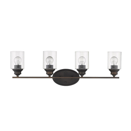 Four Light Bronze Wall Light with Clear Glass Shade - AFS