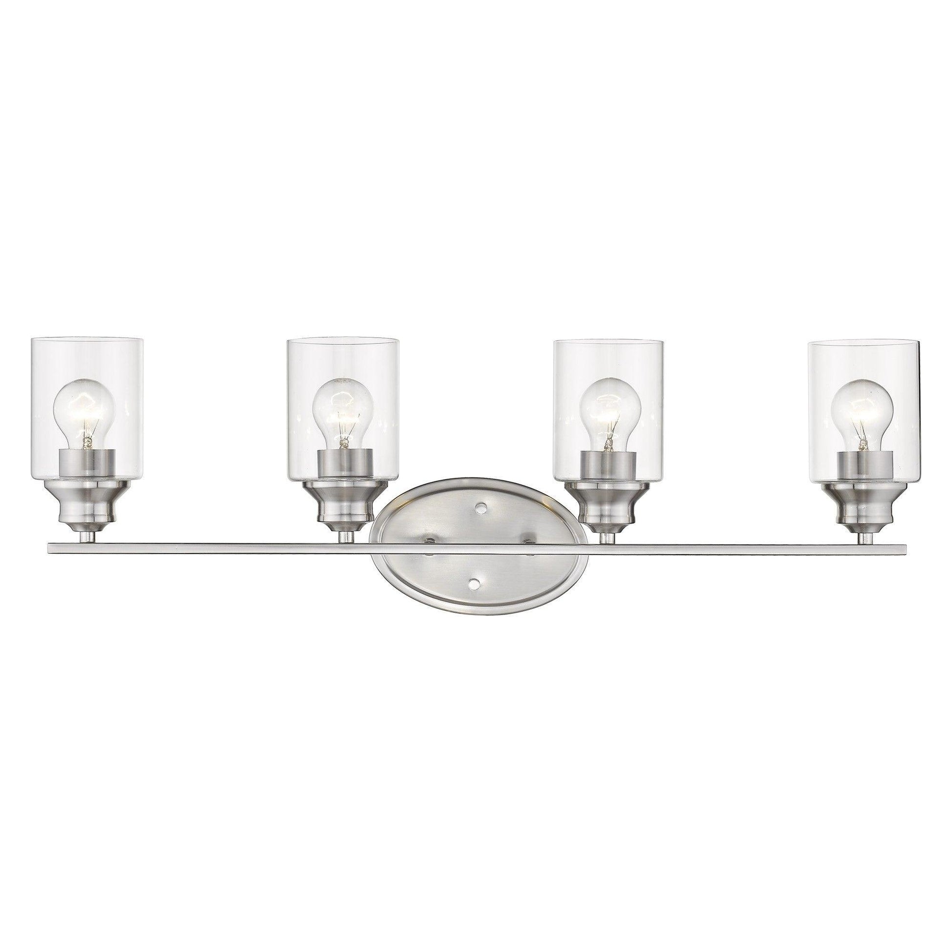 Four Light Silver Wall Light with Clear Glass Shade - AFS