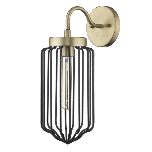 Gold and Black Metal Cage Wall Sconce - AFS