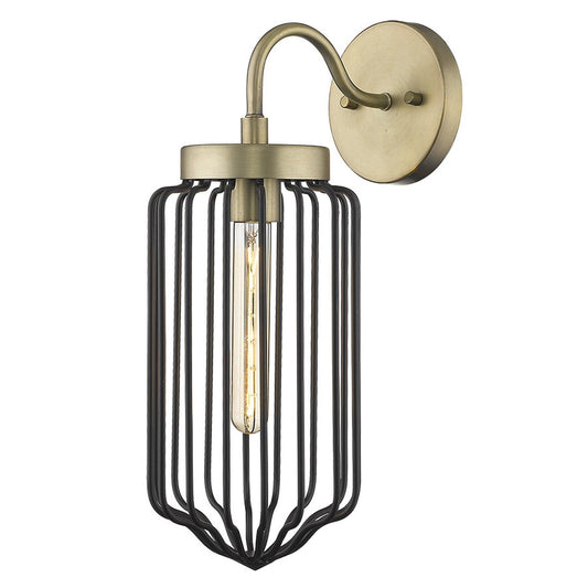 Gold and Black Metal Cage Wall Sconce - AFS