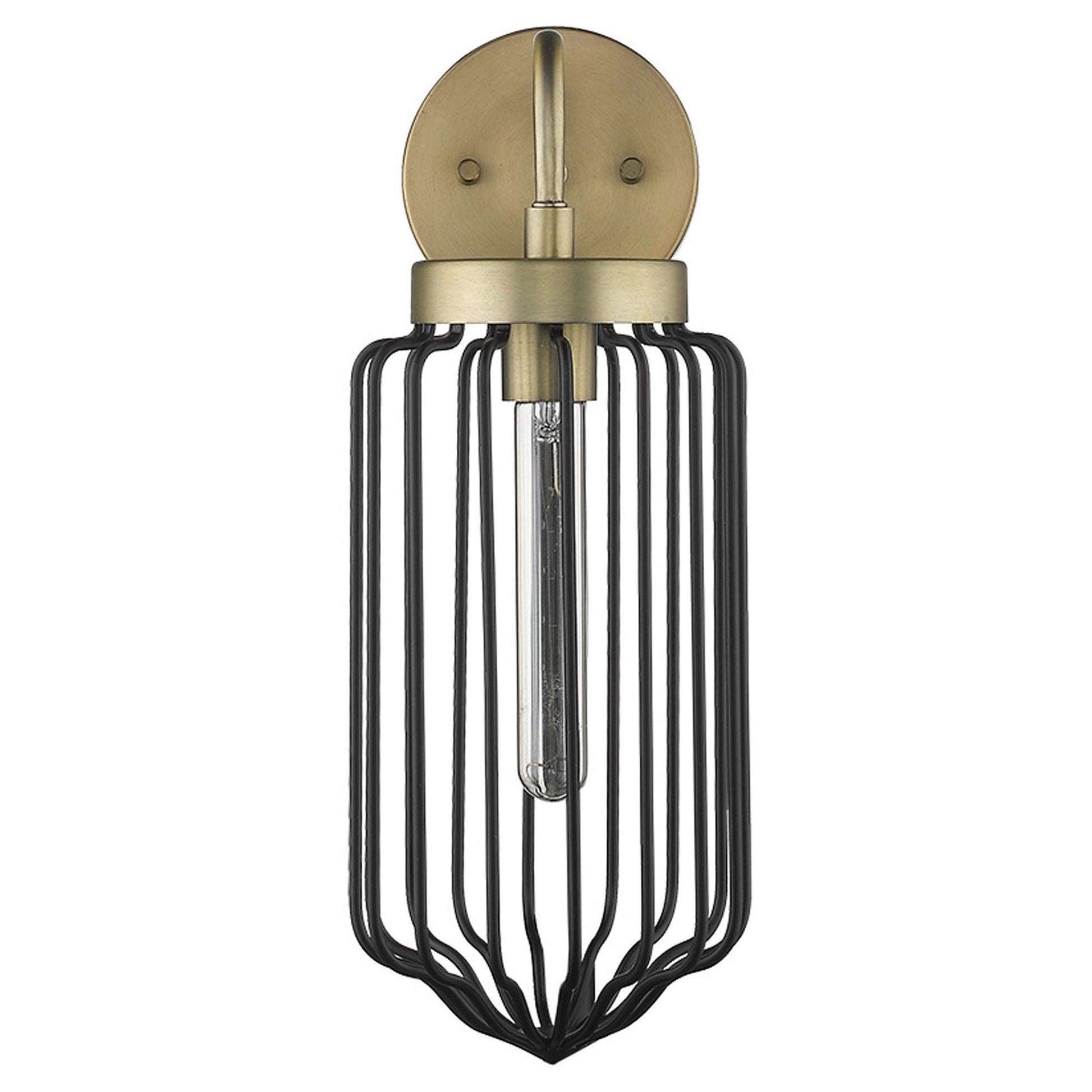 Gold and Black Metal Cage Wall Sconce - AFS