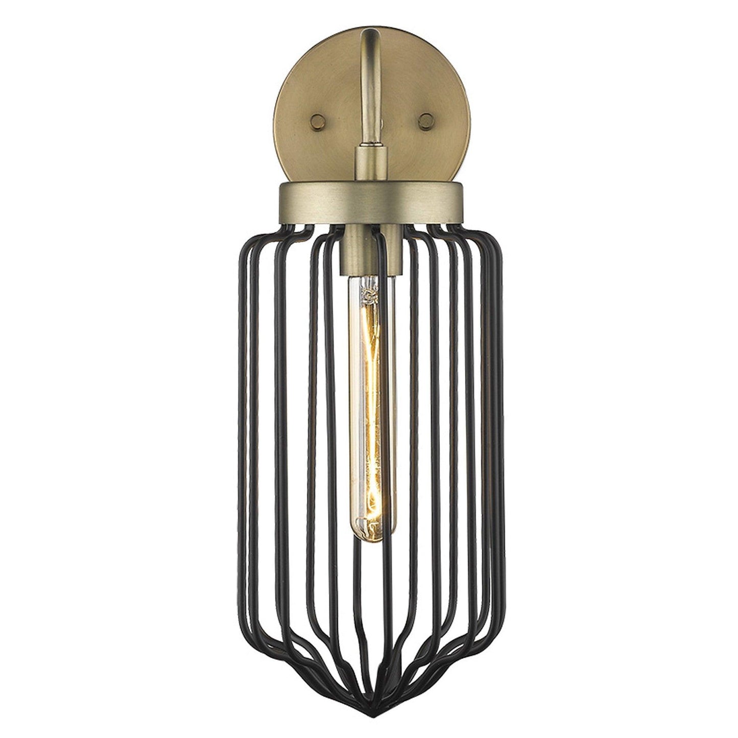 Gold and Black Metal Cage Wall Sconce - AFS