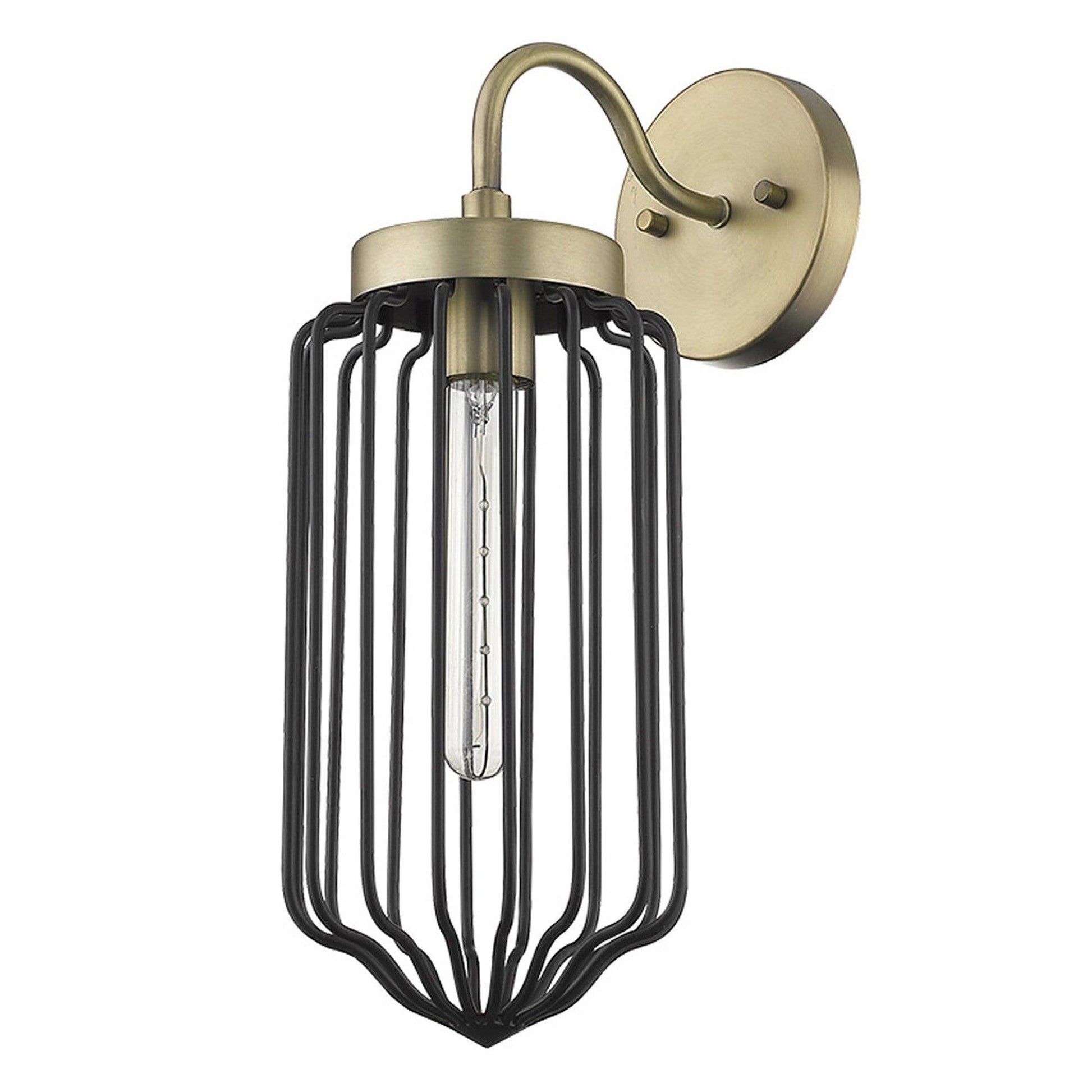 Gold and Black Metal Cage Wall Sconce - AFS