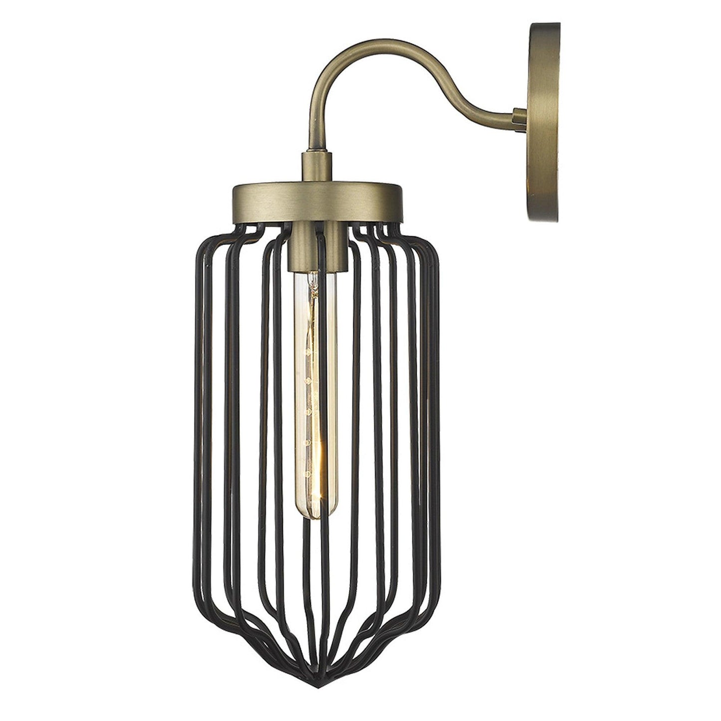 Gold and Black Metal Cage Wall Sconce - AFS