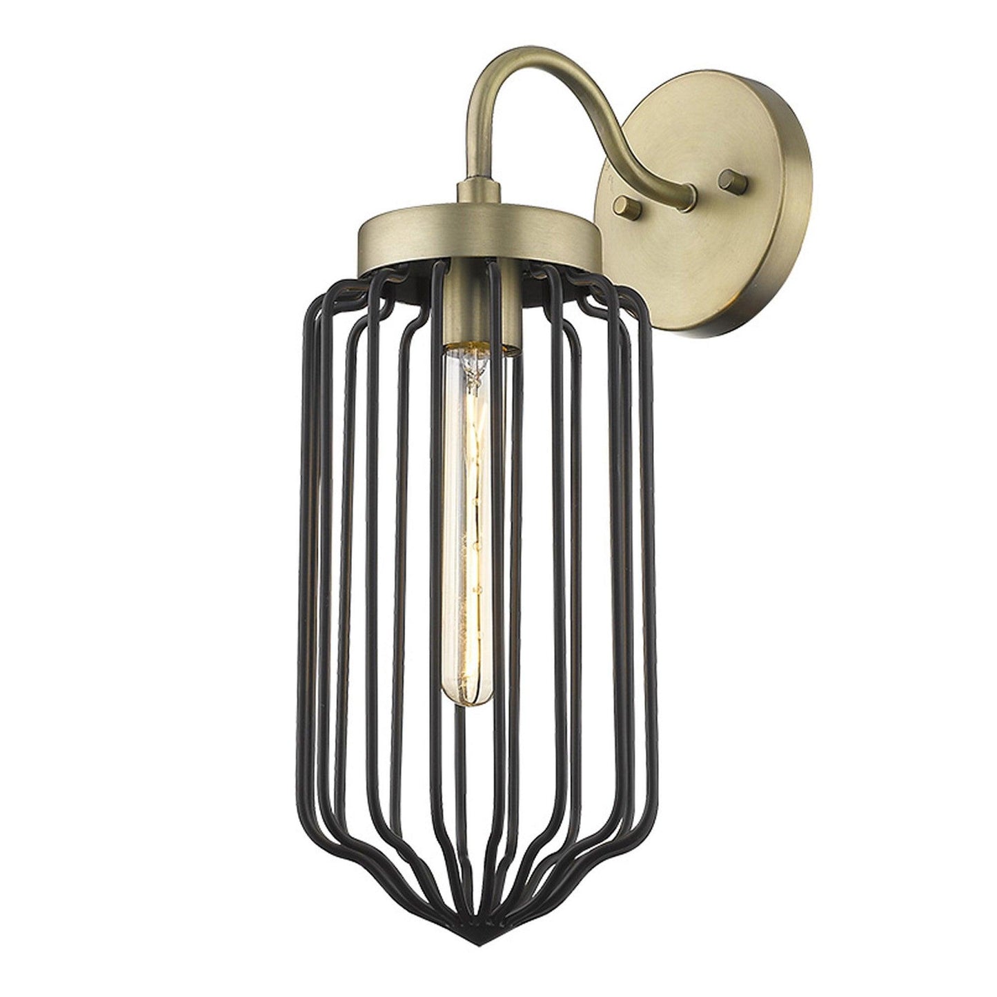 Gold and Black Metal Cage Wall Sconce - AFS