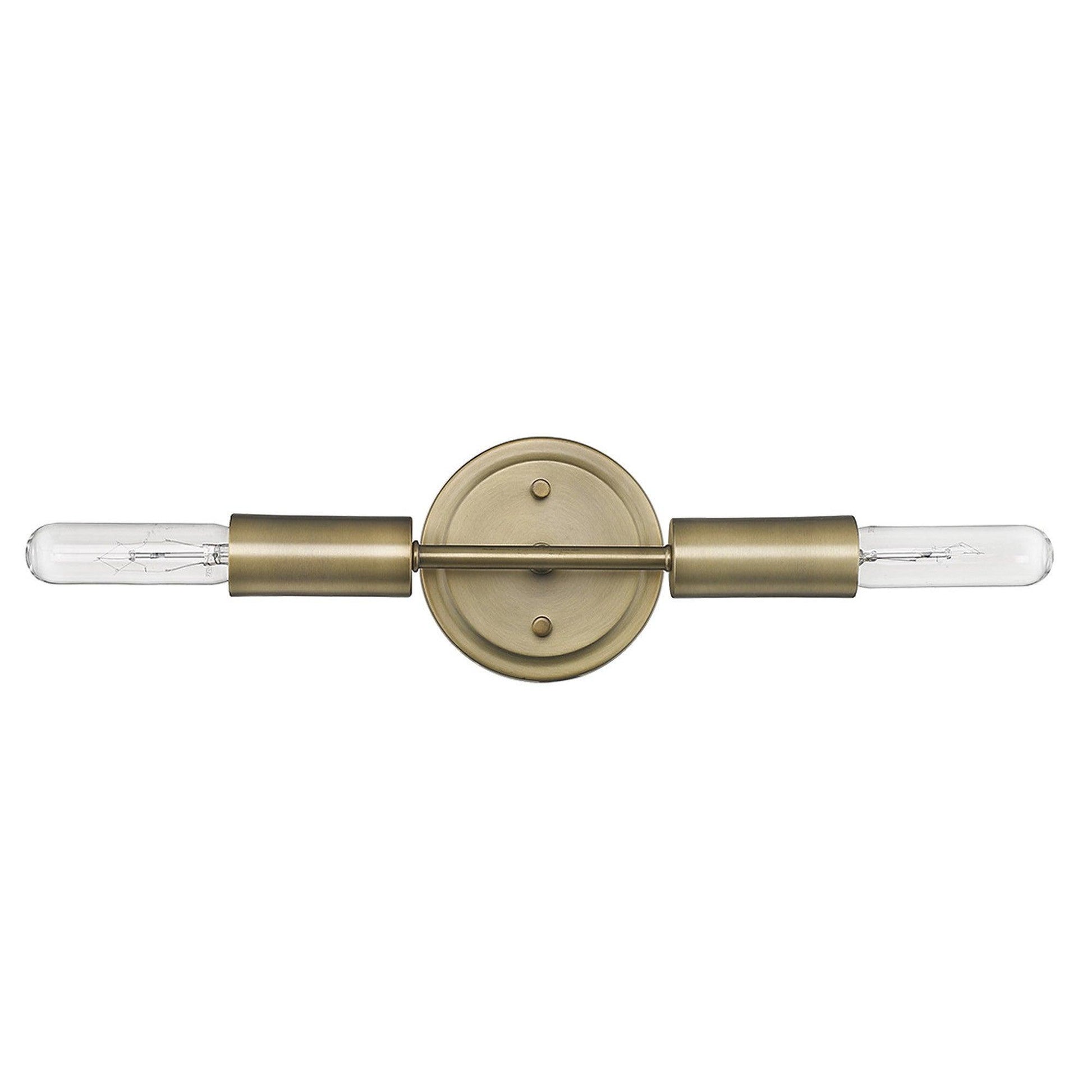 Two Light Dull Gold Narrow Bulb Wall Light - AFS