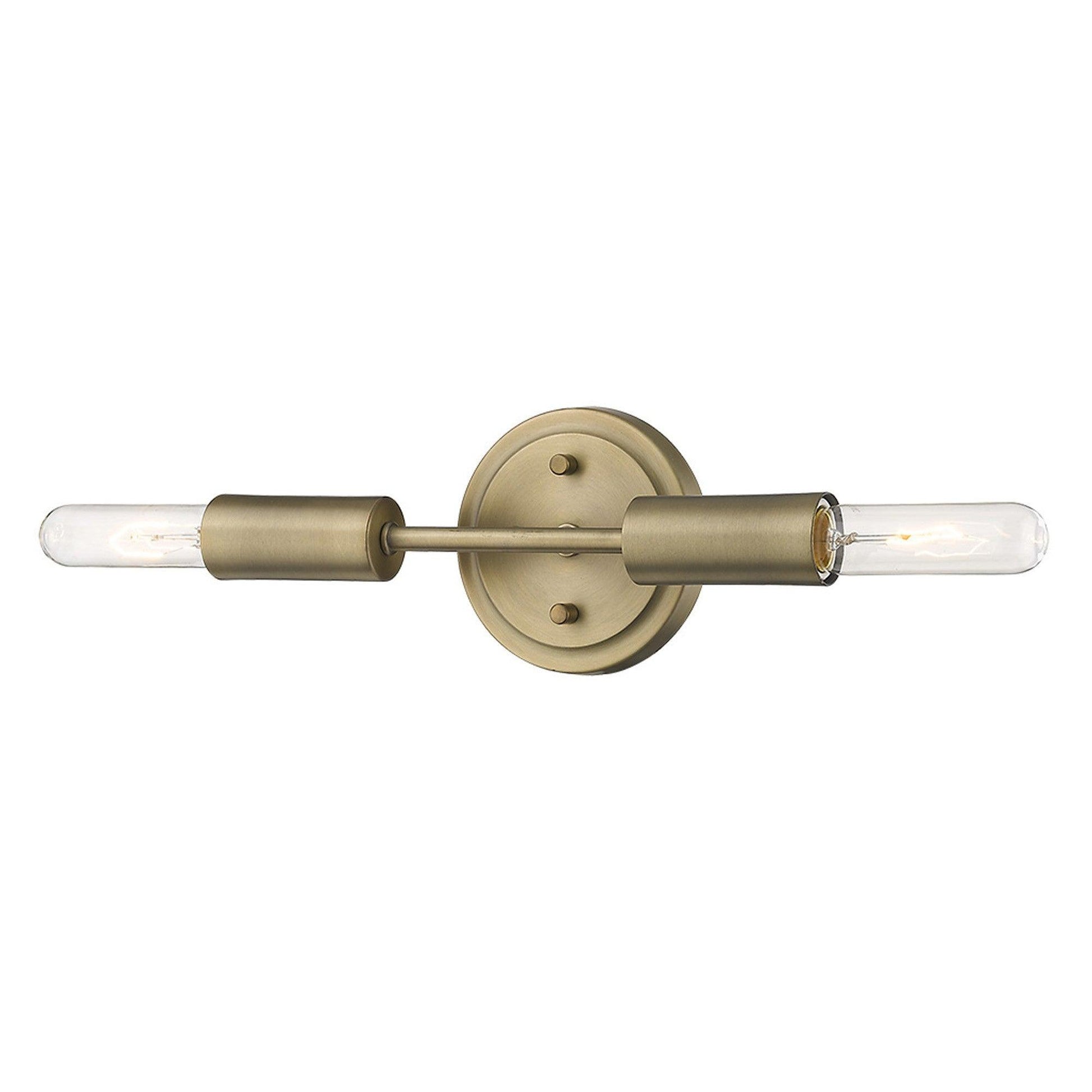 Two Light Dull Gold Narrow Bulb Wall Light - AFS