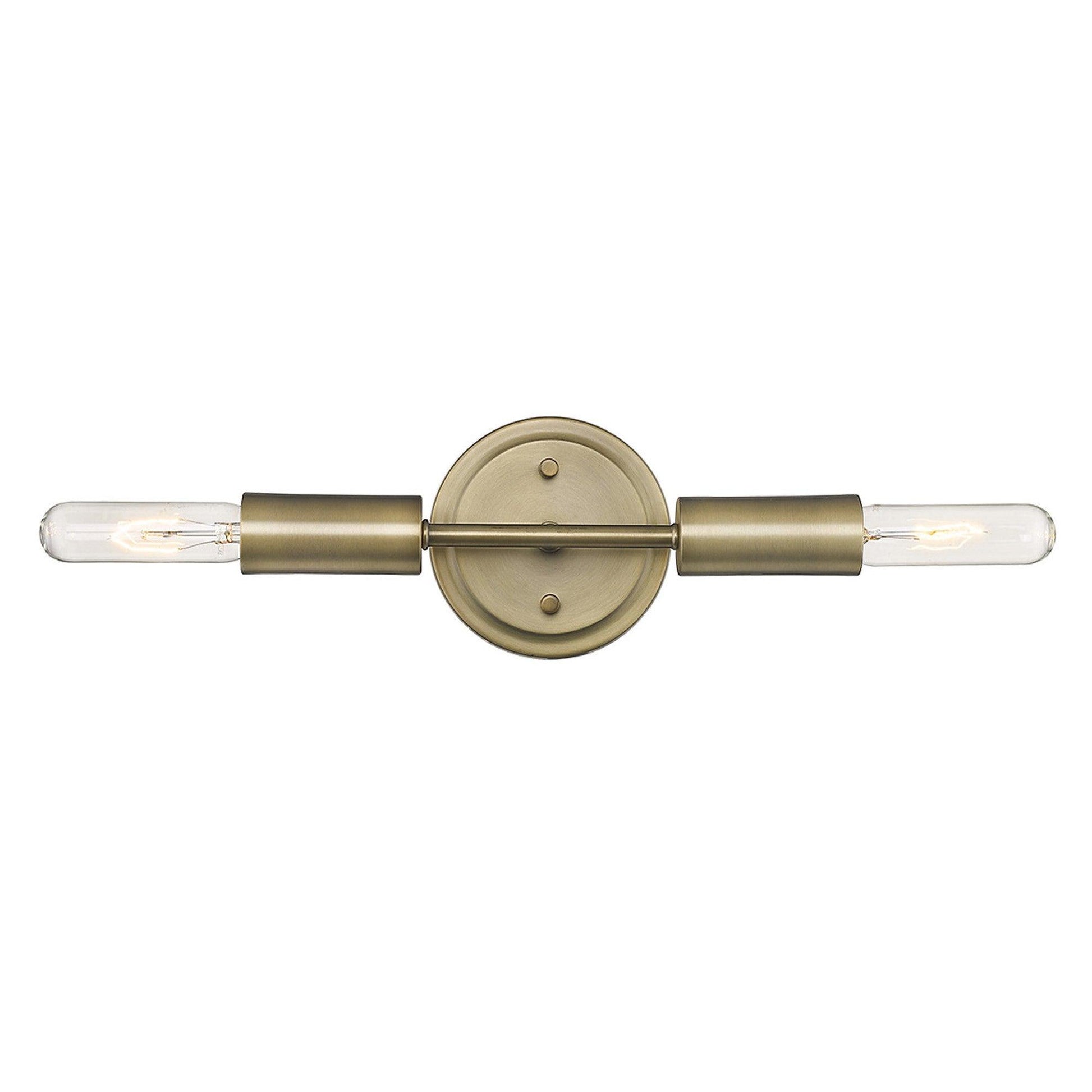 Two Light Dull Gold Narrow Bulb Wall Light - AFS