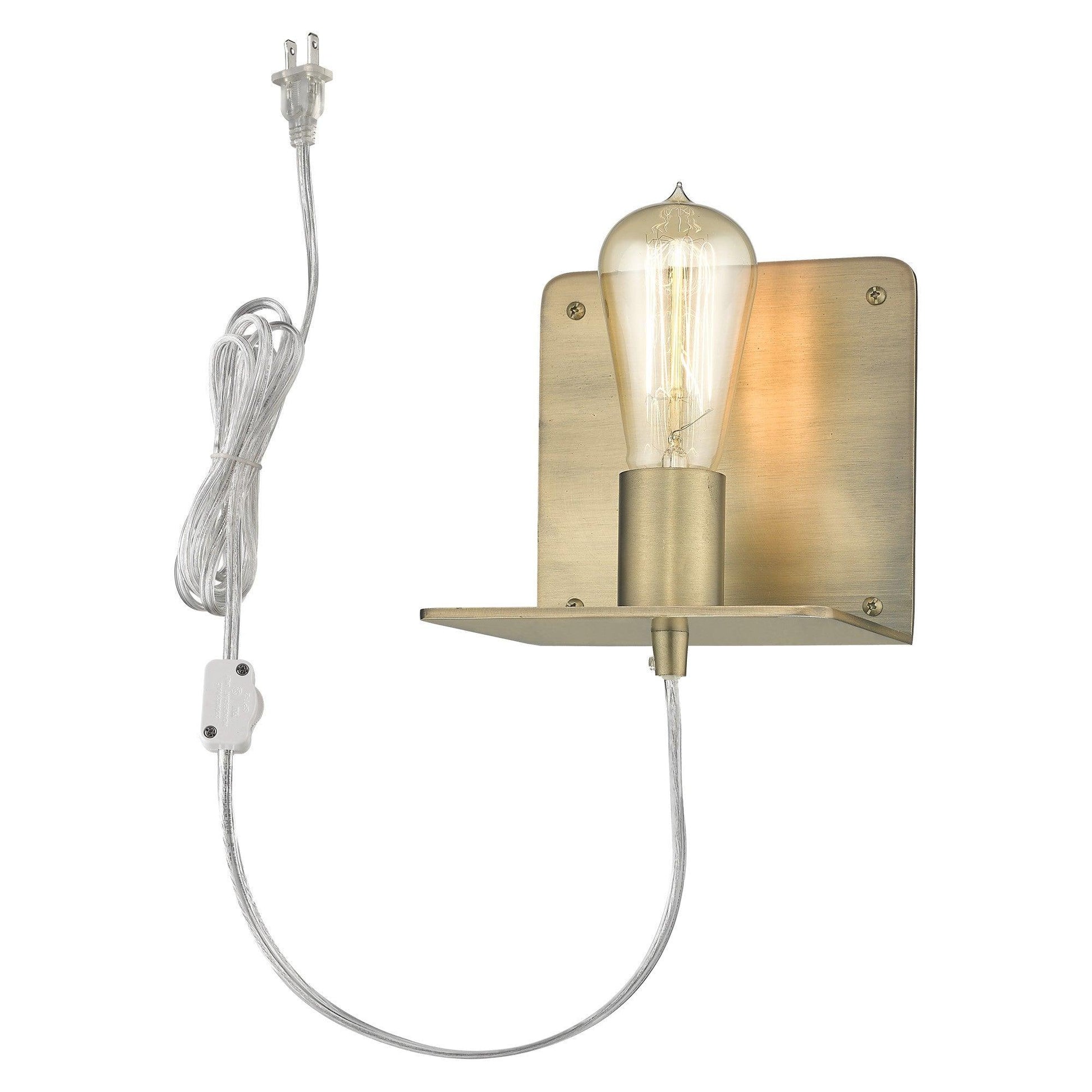 Petite Dull Gold Shelf Wall Light - AFS