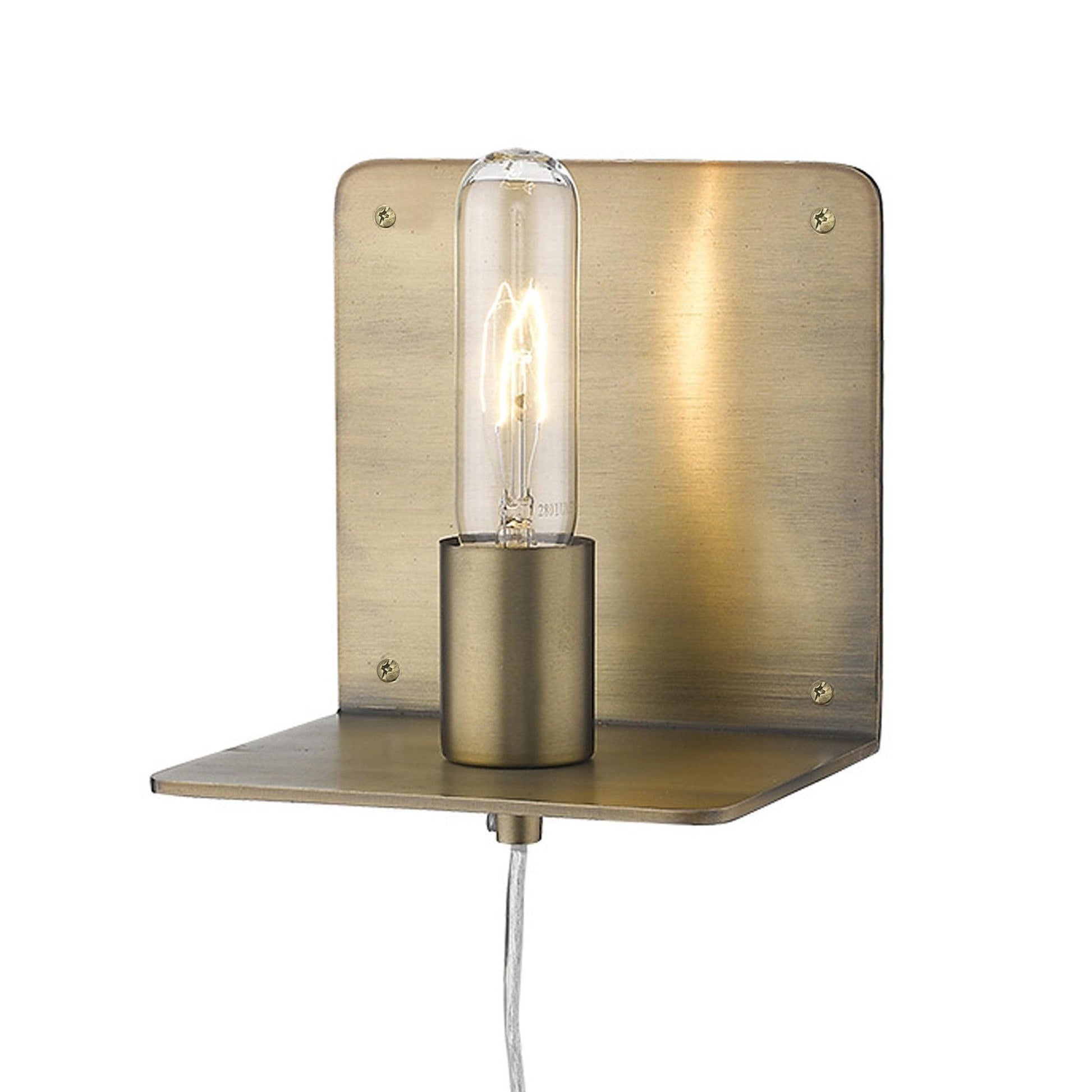 Petite Dull Gold Shelf Wall Light - AFS