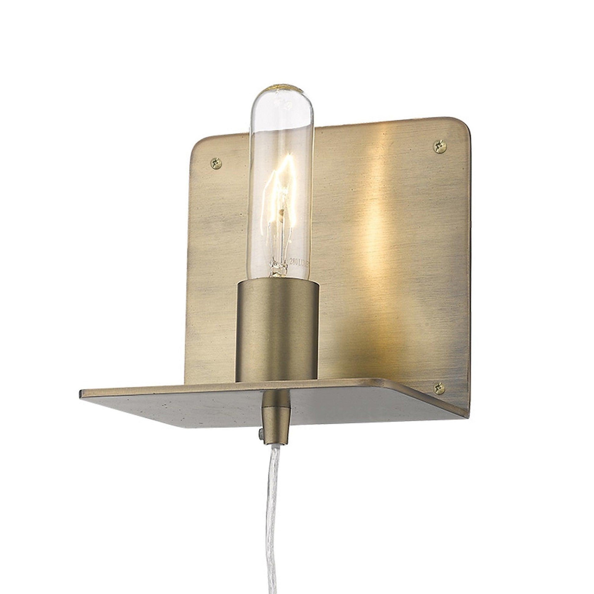 Petite Dull Gold Shelf Wall Light - AFS