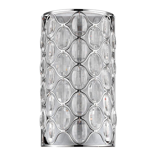 Isabella 1-Light Polished Nickel Sconce With Crystal Accents - AFS