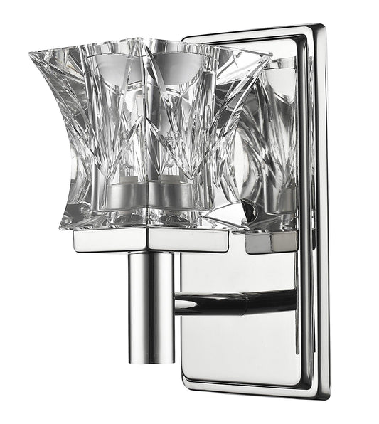 Arabella 1-Light Polished Nickel Sconce With Pressed Crystal Shade - AFS