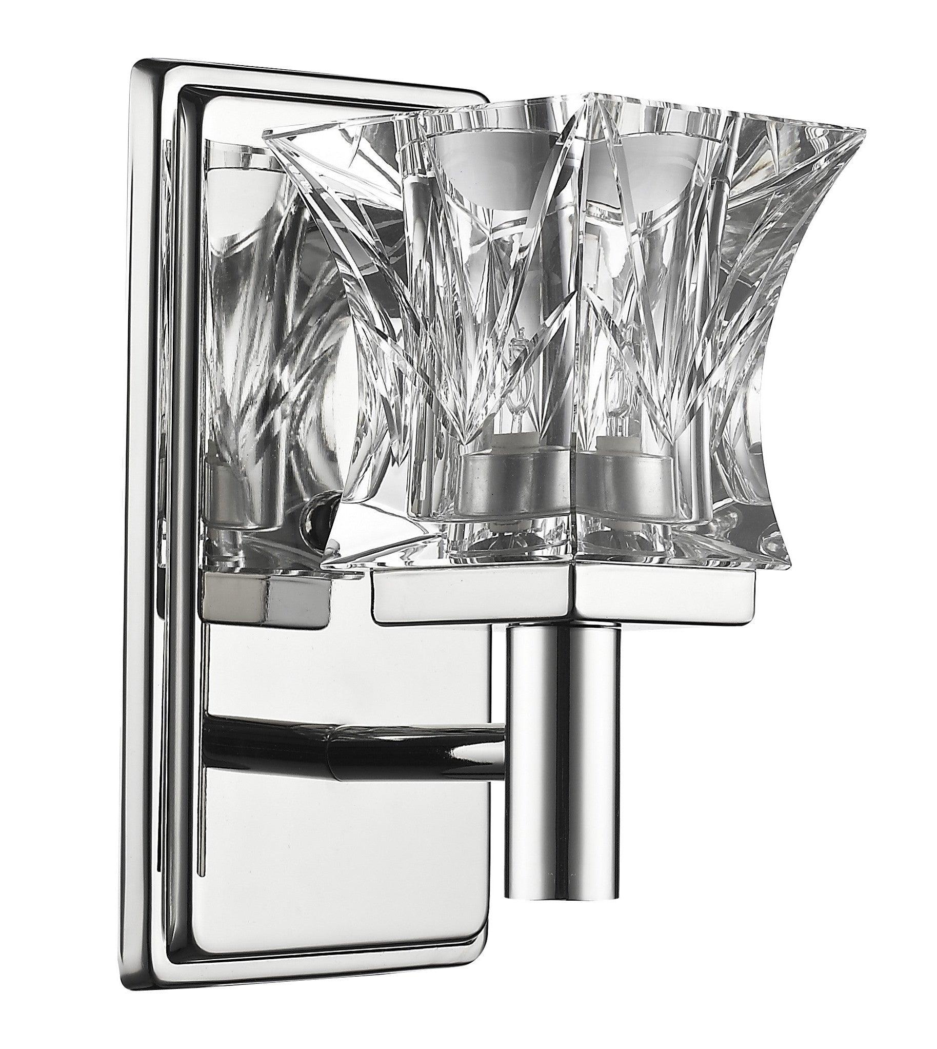 Arabella 1-Light Polished Nickel Sconce With Pressed Crystal Shade - AFS