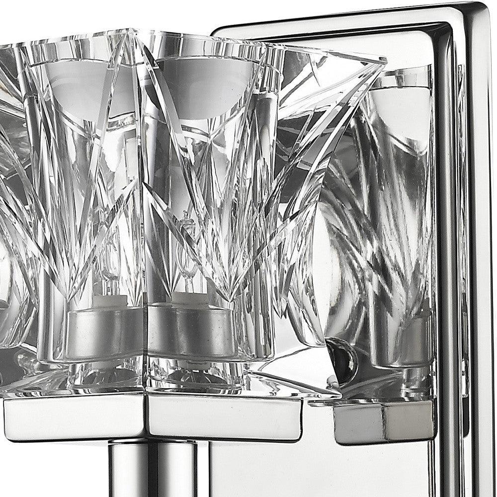 Arabella 1-Light Polished Nickel Sconce With Pressed Crystal Shade - AFS