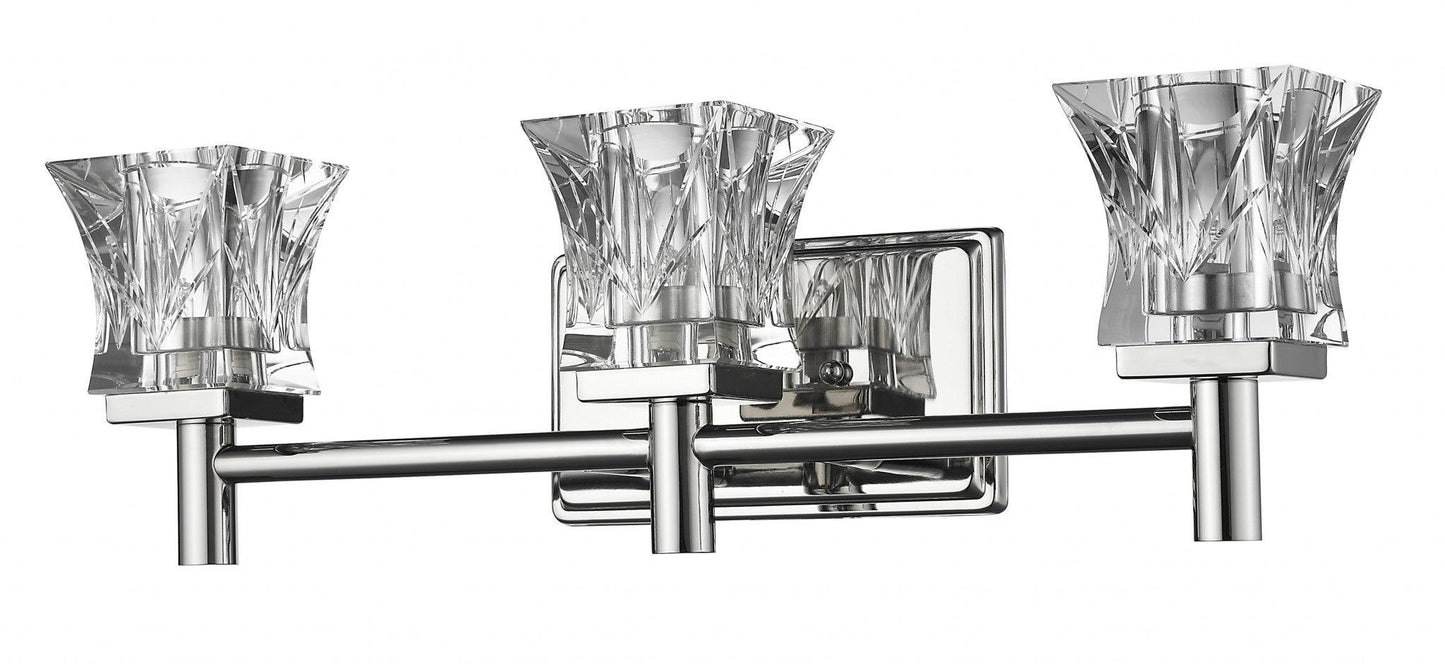 Arabella 3-Light Polished Nickel Sconce With Pressed Crystal Shades - AFS