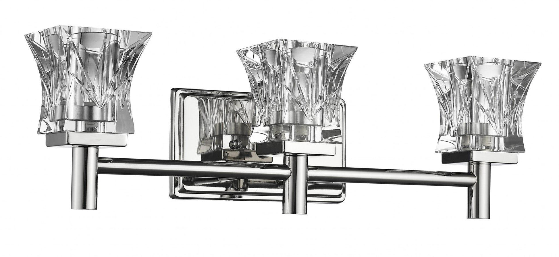 Arabella 3-Light Polished Nickel Sconce With Pressed Crystal Shades - AFS