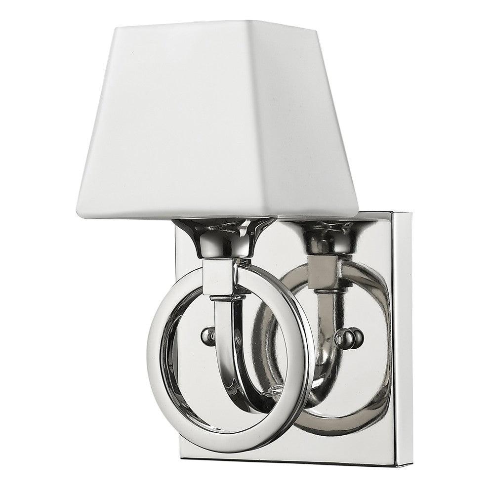 Silver Metal Wall Light with Frosted Glass Shade - AFS