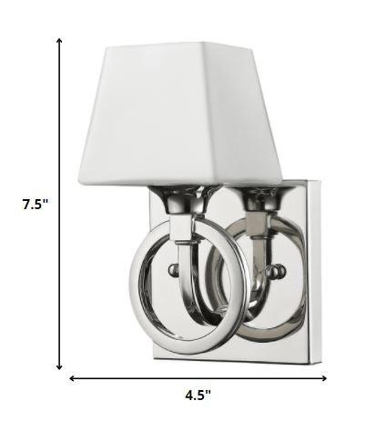 Silver Metal Wall Light with Frosted Glass Shade - AFS