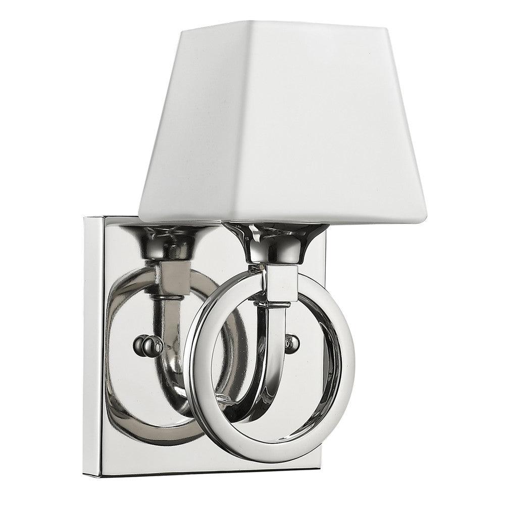 Silver Metal Wall Light with Frosted Glass Shade - AFS