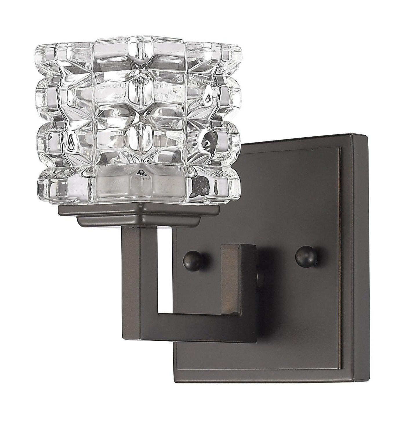 Modern Burnished Dark Bronze and Cubed Crystal Wall Sconce - AFS