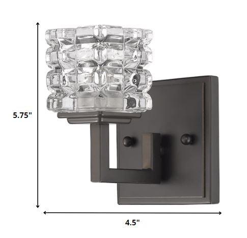 Modern Burnished Dark Bronze and Cubed Crystal Wall Sconce - AFS