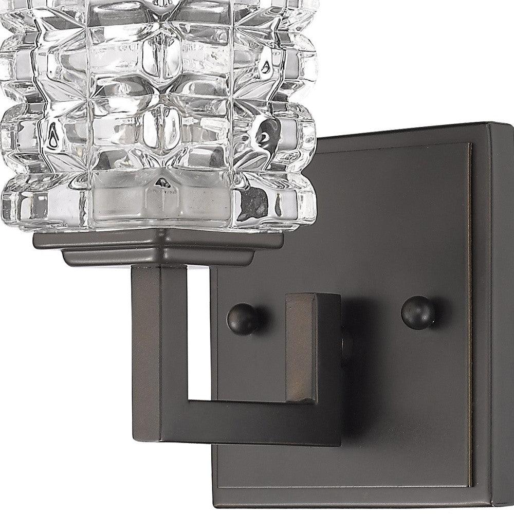 Modern Burnished Dark Bronze and Cubed Crystal Wall Sconce - AFS