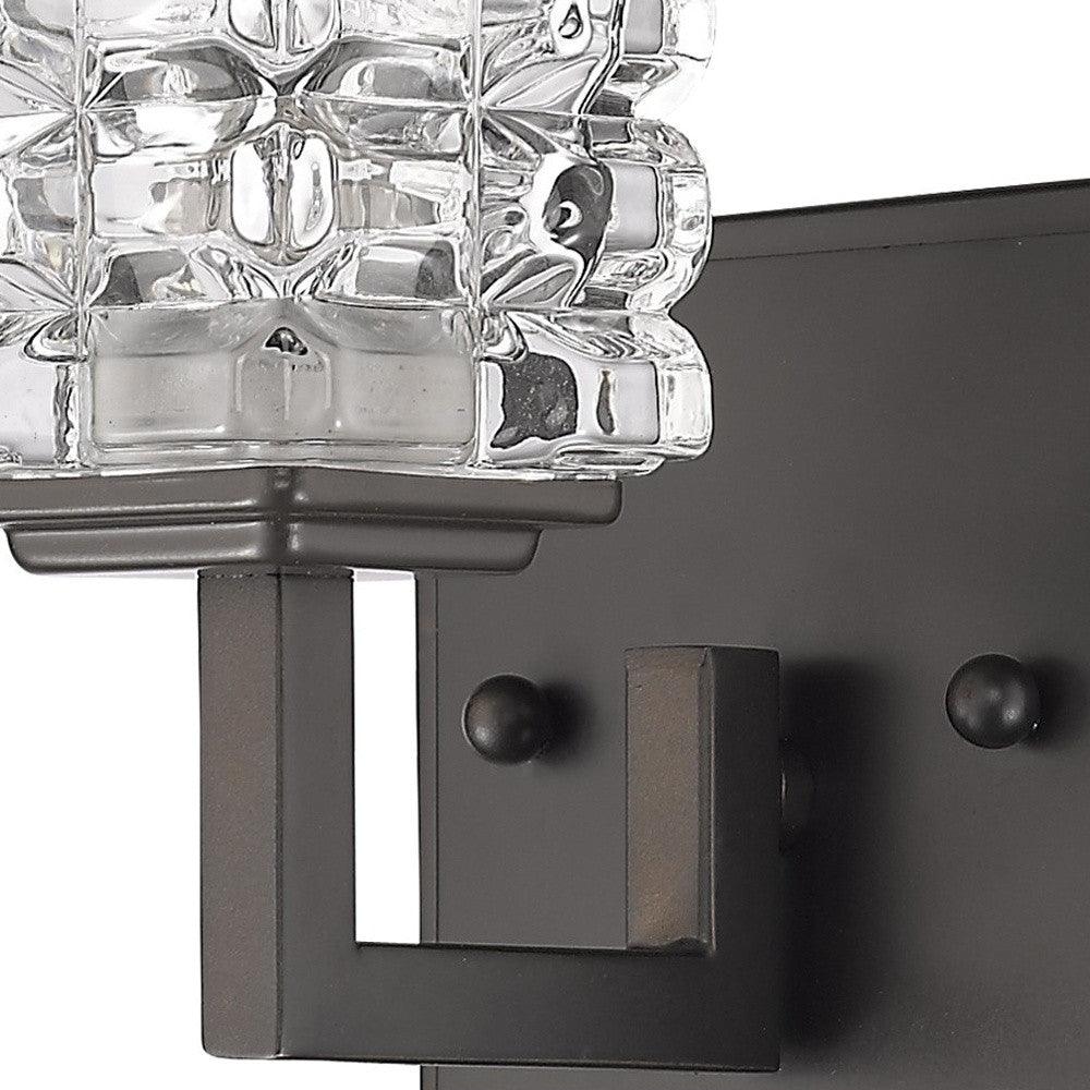 Modern Burnished Dark Bronze and Cubed Crystal Wall Sconce - AFS