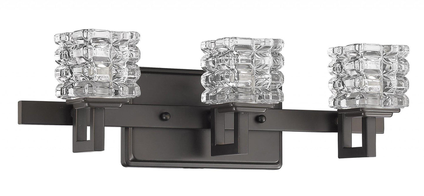 Coralie 3-Light Oil-Rubbed Bronze Sconce With Pressed Crystal Shades - AFS