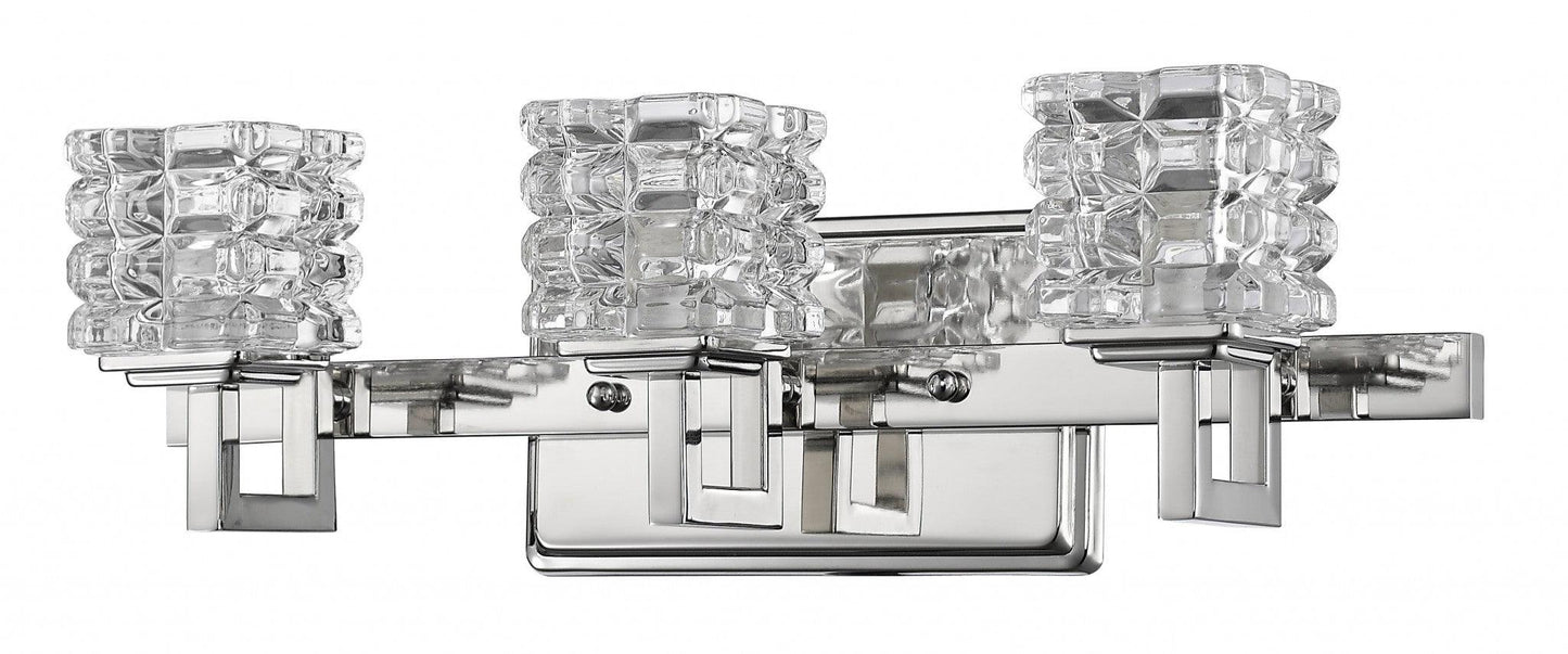 Coralie 3-Light Polished Nickel Sconce With Pressed Crystal Shades - AFS