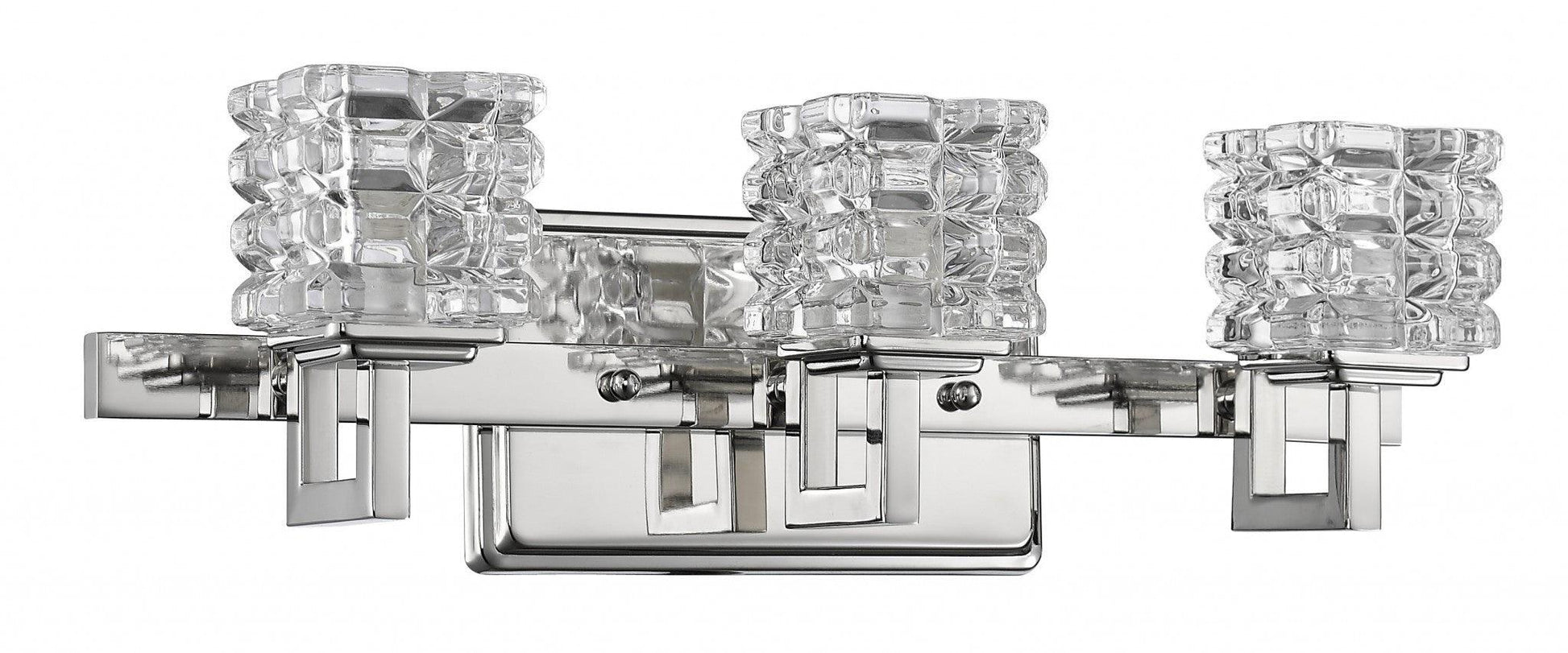 Coralie 3-Light Polished Nickel Sconce With Pressed Crystal Shades - AFS