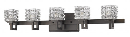 Coralie 5-Light Oil-Rubbed Bronze Sconce With Pressed Crystal Shades - AFS