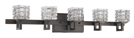 Coralie 5-Light Oil-Rubbed Bronze Sconce With Pressed Crystal Shades - AFS